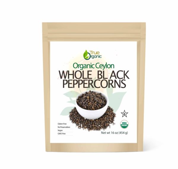 True Organic Black Peppercorns Whole